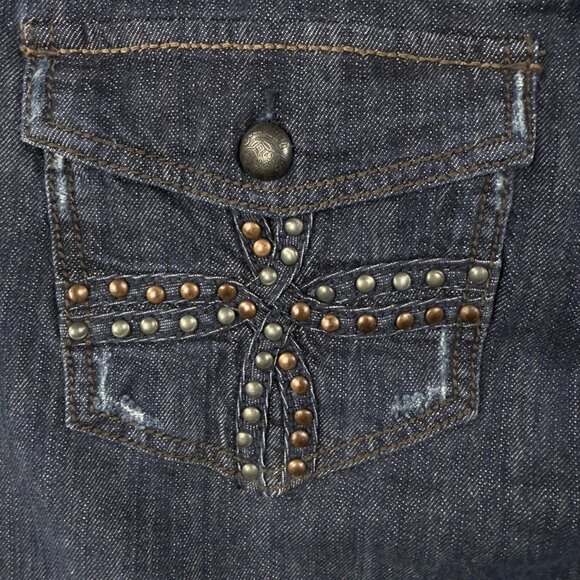 CODE BLEU Flare Jeans Size 12 Dark Wash Studded Back Pockets Bootcut - Picture 8 of 16